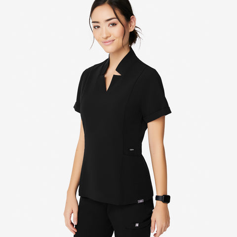 women's Black Inala - Slim Scrub Top