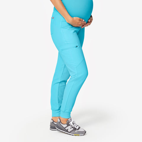 women's Neon Blue Zamora Maternity - Jogger Scrub Pants
